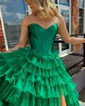 Ball Gown/Princess Sweetheart Tulle Sweep Train Prom Dresses With Tiered