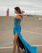 Trumpet/Mermaid Straight Silk-like Satin Sweep Train Prom Dresses With Ruched