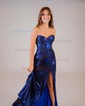 Trumpet/Mermaid Sweetheart Metallic Sweep Train Prom Dresses With Ruched