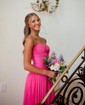 A-line Sweetheart Chiffon Sweep Train Prom Dresses With Split Front