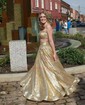 Ball Gown Straight Sequined Sweep Train Pockets Prom Dresses