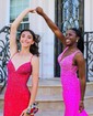 Trumpet/Mermaid V-neck Jersey Sweep Train Prom Dresses With Beading