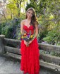 A-line Sweetheart Chiffon Sweep Train Prom Dresses With Appliques Lace