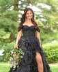 Ball Gown/Princess Off-the-shoulder Tulle Sweep Train Prom Dresses With Ruched