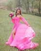 Ball Gown/Princess Off-the-shoulder Chiffon Court Train Prom Dresses With Beading