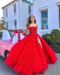 Ball Gown/Princess Sweetheart Tulle Court Train Prom Dresses With Appliques Lace