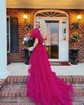 Ball Gown/Princess Off-the-shoulder Chiffon Sweep Train Prom Dresses With Sashes / Ribbons