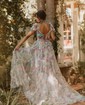 Ball Gown/Princess Square Neckline Tulle Sweep Train Prom Dresses With Beading