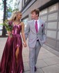 A-line Halter Metallic Floor-length Prom Dresses With Ruched