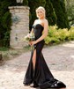 Trumpet/Mermaid Sweetheart Silk-like Satin Sweep Train Prom Dresses With Ruched