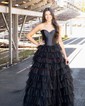 Ball Gown/Princess Sweetheart Tulle Sweep Train Prom Dresses With Tiered