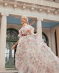 Ball Gown/Princess Off-the-shoulder Tulle Sweep Train Prom Dresses With Sashes / Ribbons