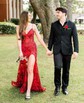 Trumpet/Mermaid V-neck Sequined Sweep Train Prom Dresses With Split Front