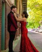 Trumpet/Mermaid V-neck Sequined Sweep Train Prom Dresses With Split Front