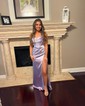 Sheath/Column Sweetheart Silk-like Satin Floor-length Ruffles Prom Dresses