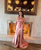 Sheath/Column Sweetheart Silk-like Satin Sweep Train Prom Dresses With Split Front