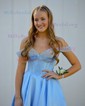 Ball Gown/Princess Off-the-shoulder Satin Sweep Train Prom Dresses With Beading