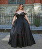 Ball Gown/Princess Off-the-shoulder Satin Sweep Train Prom Dresses With Beading