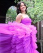 Ball Gown/Princess Straight Tulle Floor-length Prom Dresses With Tiered