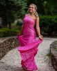 Trumpet/Mermaid One Shoulder Sequined Sweep Train Prom Dresses