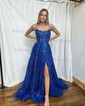 Ball Gown/Princess Scoop Neck Lace Tulle Sweep Train Prom Dresses With Beading