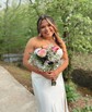 Mermaid Strapless Satin Cut Out Prom Dresses With Ruched