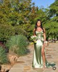 Trumpet/Mermaid Sweetheart Silk-like Satin Sweep Train Prom Dresses With Ruched