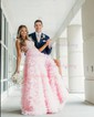 Ball Gown/Princess Off-the-shoulder Tulle Sweep Train Prom Dresses With Beading