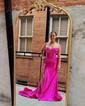 Trumpet/Mermaid Sweetheart Silk-like Satin Sweep Train Prom Dresses With Ruched