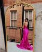 Trumpet/Mermaid Sweetheart Silk-like Satin Sweep Train Prom Dresses With Ruched