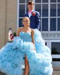 Ball Gown/Princess Off-the-shoulder Tulle Sweep Train Prom Dresses With Ruched