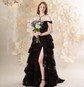 Ball Gown/Princess Off-the-shoulder Tulle Sweep Train Prom Dresses With Appliques Lace