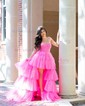 Ball Gown/Princess Sweetheart Lace Tulle Asymmetrical Prom Dresses With Tiered