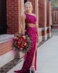 Sheath/Column One Shoulder Sequined Sweep Train Prom Dresses With Split Front