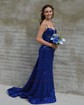 Trumpet/Mermaid V-neck Velvet Sequins Sweep Train Prom Dresses