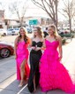 Trumpet/Mermaid Sweetheart Silk-like Satin Sweep Train Prom Dresses With Ruched