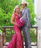 Trumpet/Mermaid V-neck Sequined Sweep Train Prom Dresses