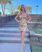 Gold Sweetheart Metallic Ruched Bodycon Mini Dress