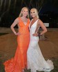 Trumpet/Mermaid V-neck Sequined Sweep Train Prom Dresses