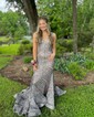 Trumpet/Mermaid V-neck Sequined Sweep Train Prom Dresses