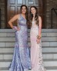 Trumpet/Mermaid One Shoulder Sequined Sweep Train Prom Dresses