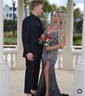 Trumpet/Mermaid V-neck Jersey Sweep Train Prom Dresses With Split Front