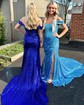 Trumpet/Mermaid Off-the-shoulder Sequined Sweep Train Prom Dresses With Ruched