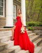 Ball Gown/Princess Sweetheart Tulle Sweep Train Prom Dresses With Appliques Lace