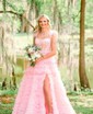 Ball Gown/Princess Off-the-shoulder Tulle Sweep Train Prom Dresses With Beading