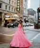 Ball Gown/Princess V-neck Sequined Floor-length Prom Dresses With Pockets