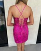 Corset Fuchsia Bodycon V-neck Cut Out Sequin Dress