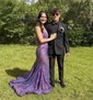 Trumpet/Mermaid Sweep Train V-neck Sequined Prom Dresses