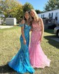 Trumpet/Mermaid Off-the-shoulder Tulle Sweep Train Prom Dresses With Appliques Lace