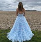 Ball Gown/Princess Sweetheart Tulle Sweep Train Prom Dresses With Tiered